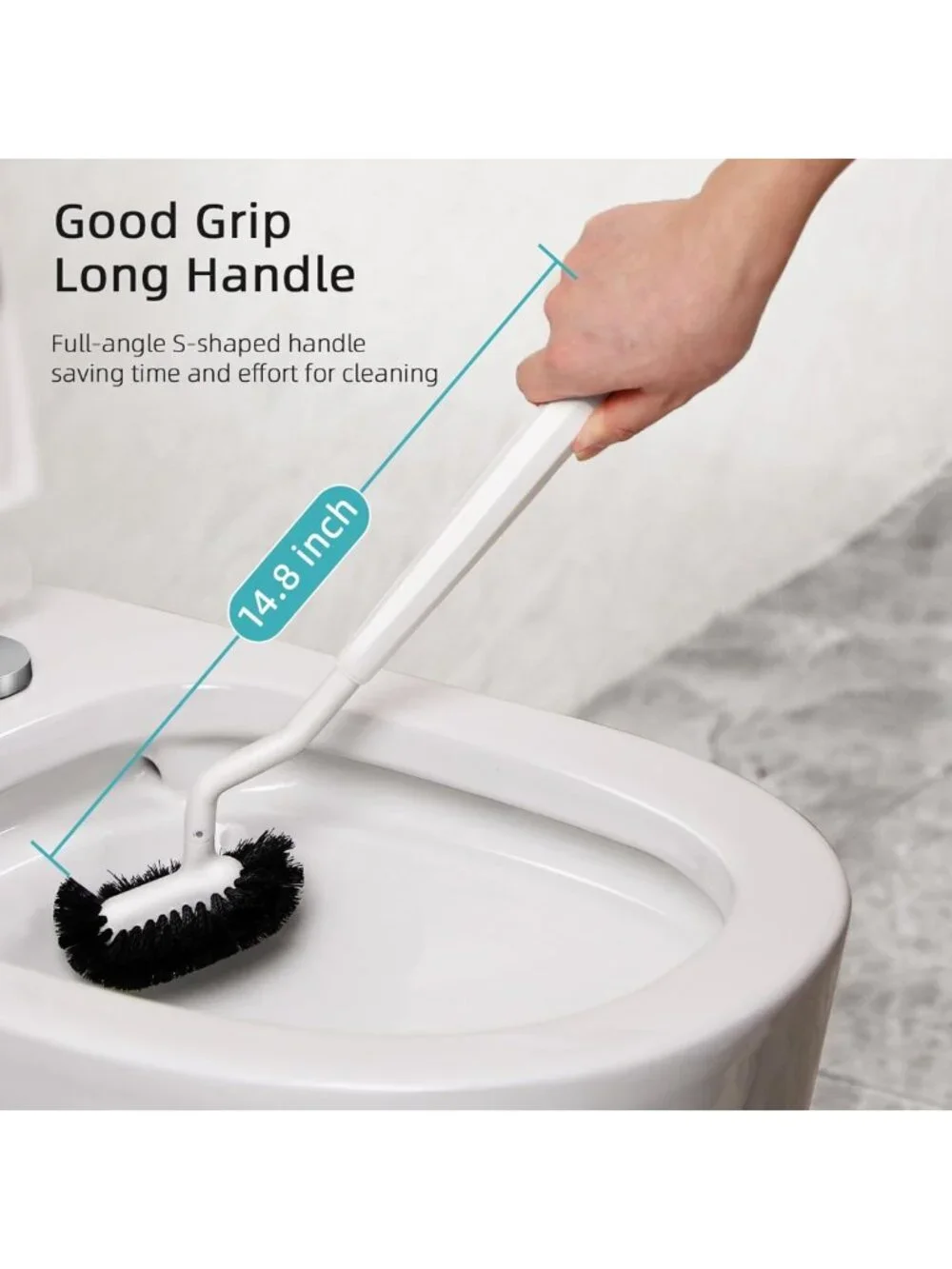 Toilet Bowl Brush Holder Set - 2 Pack Deep Cleaning Scrubber with Curved